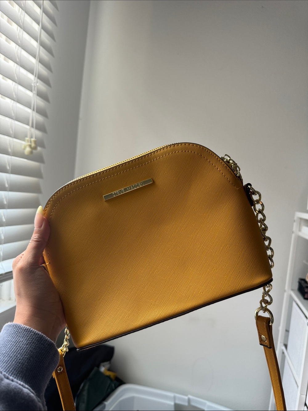 Steve Madden Yellow Crossbody Bag with Gold Chain Strap